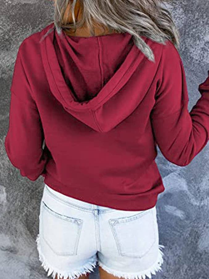 HIDDENBRAND - Wholesale Hoodie - Women's - Large Pockets Half Buttoned Hooded Sweatshirt16