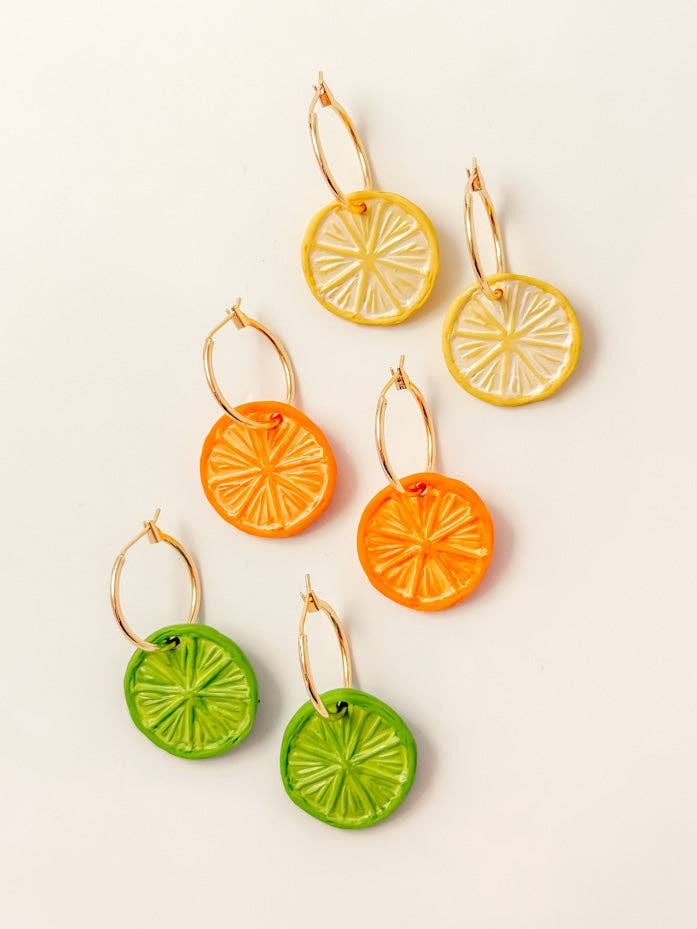 Pendientes de Aro con Rodaja de Cítrico (varios colores) para venta al por mayor de Tacklebox Jewelry