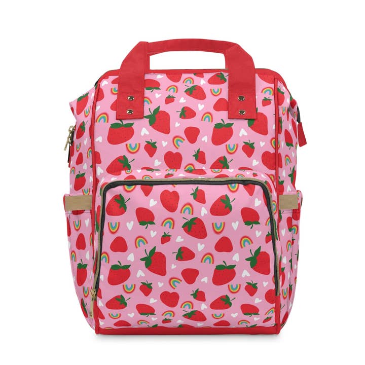 Mochila multifunções para bebés multifunções rosa e frutada por atacado de Green Cheeks