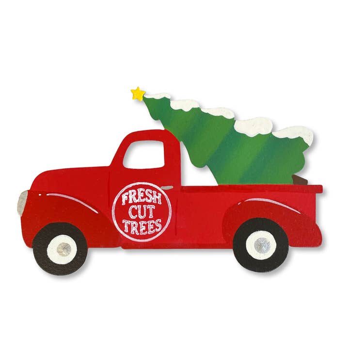 Roeda Studio - Vente Aimants - Aimant Camion de Noël avec Arbre, Décoration de Camion de Noël
