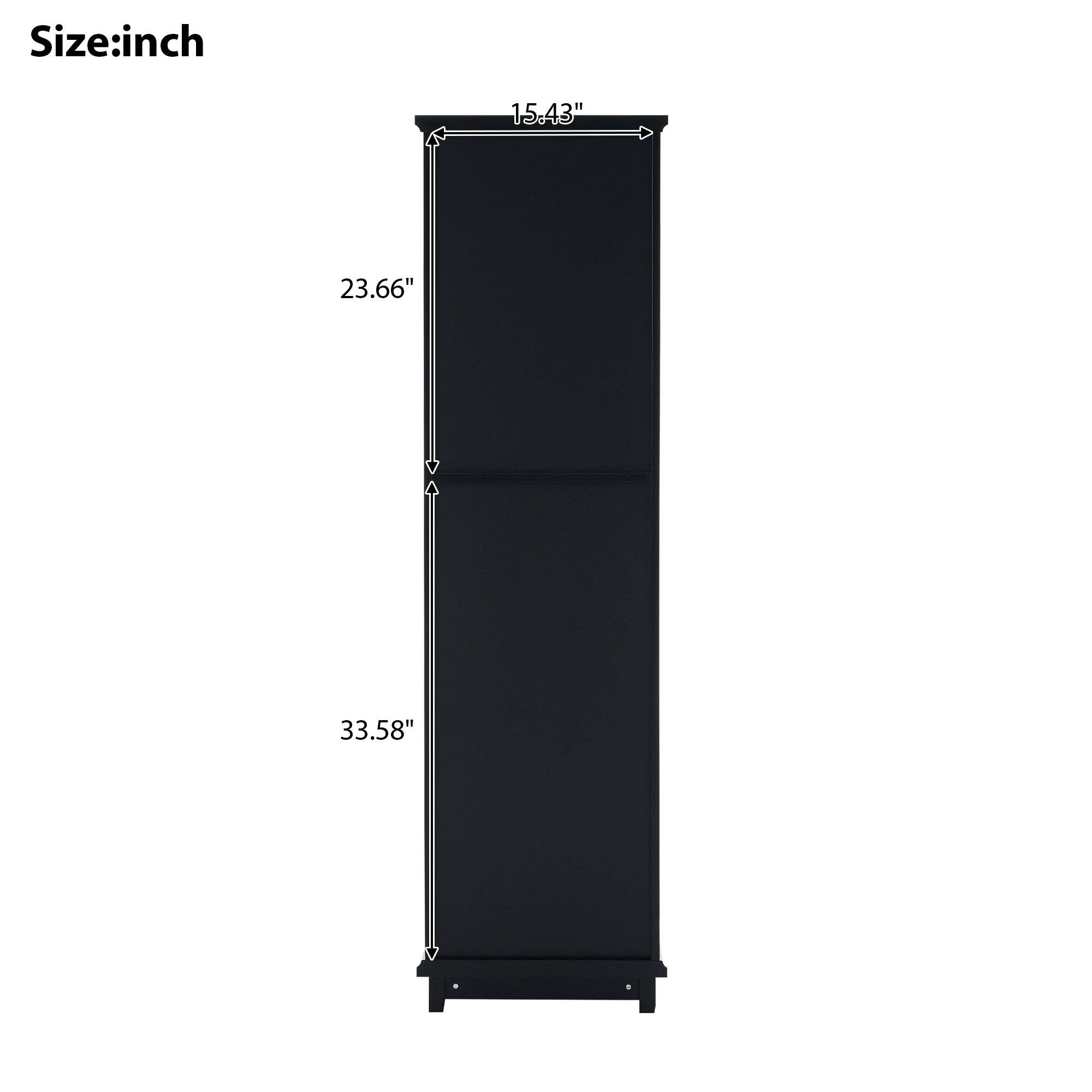 Orange County Decor - Wholesale Cabinet - 63" Tall Bathroom Storage Cabinet With Glass Doors, Free Standing, Two Drawers, And Adjustable Shelves, Mdf Board, Painted Black Perfect For Displaying Your Favorite Items 2 Black 2 4 Adjustable8