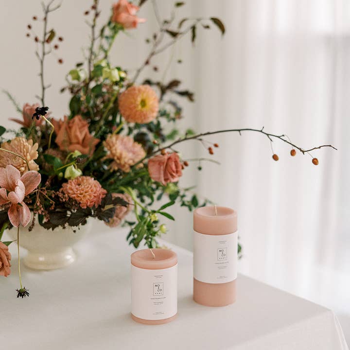 Mo&Co Home - Wholesale Pillar Candle - Rose Pink | 100% Beeswax Pillar Candle | All Natural, Handmade