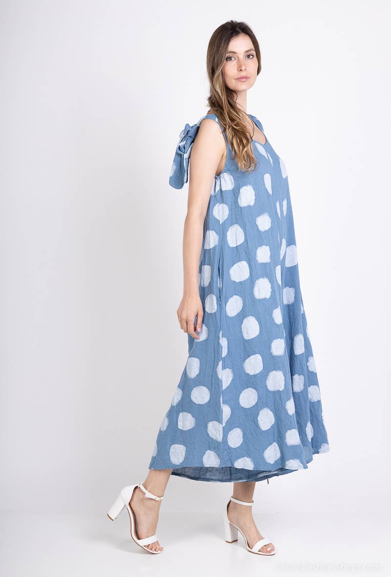 L'Emotion - Vente Combinaison – femme -  Combinaison à Pois Bretelles Nœuds Ajustables 100% Lin17