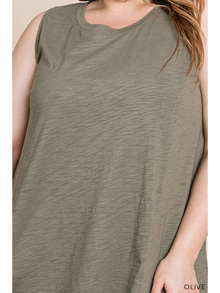 Cotton Bleu - Wholesale Tank Top - Women's - 63641_CURVY - Women's Washed Cotton Slub Tank Top2