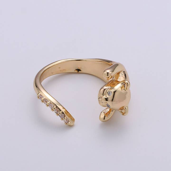 Aim Eternal - Wholesale Cocktail/Statement Ring - Gold Vermeil Ring Dainty Gold Cat Ring. Adjustable Ring Open Ring Gift For Birthday, Christmas, Gifts For Her. Cat Lover Jewelry Gift Idea
