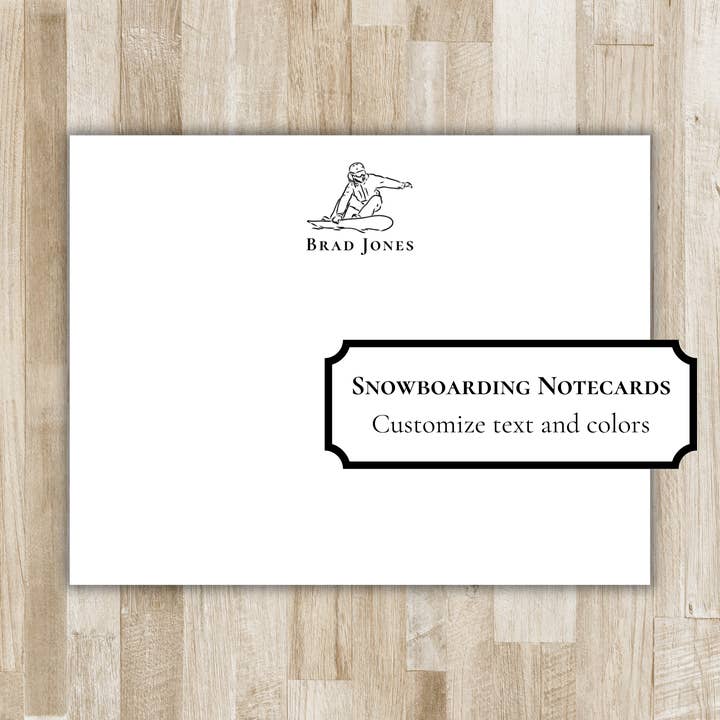 Papeterie personnalisée pour le snowboard | Cartes de correspondance snowboarder (Copie) pour la vente par The Winsome Life Stationery