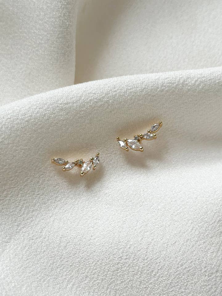 18k Gold Plated Vine Climber Stud Earrings for wholesale by Ellis Grey Jewellery