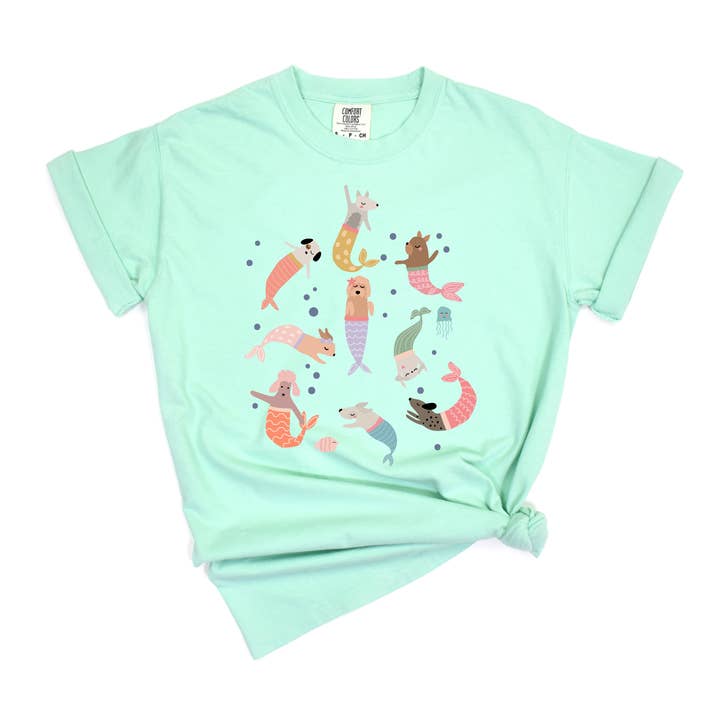 Holland Ave Clothing - Wholesale Screen Printed T-Shirt - Kids - Mermaid Puppies | Comfort Colors Kids Tee