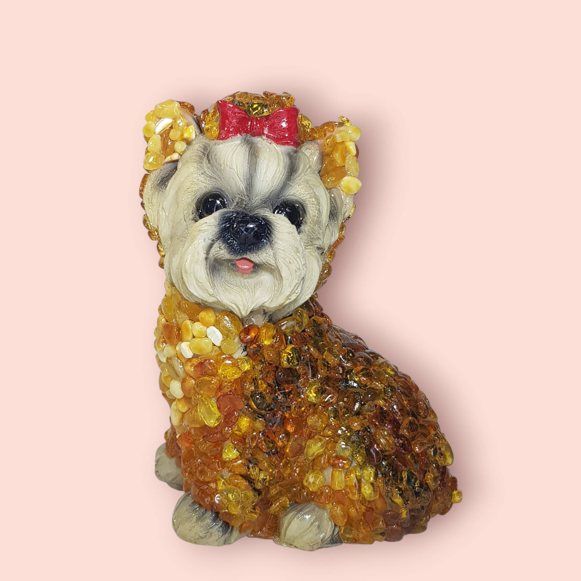 KIZIMA - Wholesale Decorative Figurine - Unique Handmade Dog Figurine with Baltic Amber2
