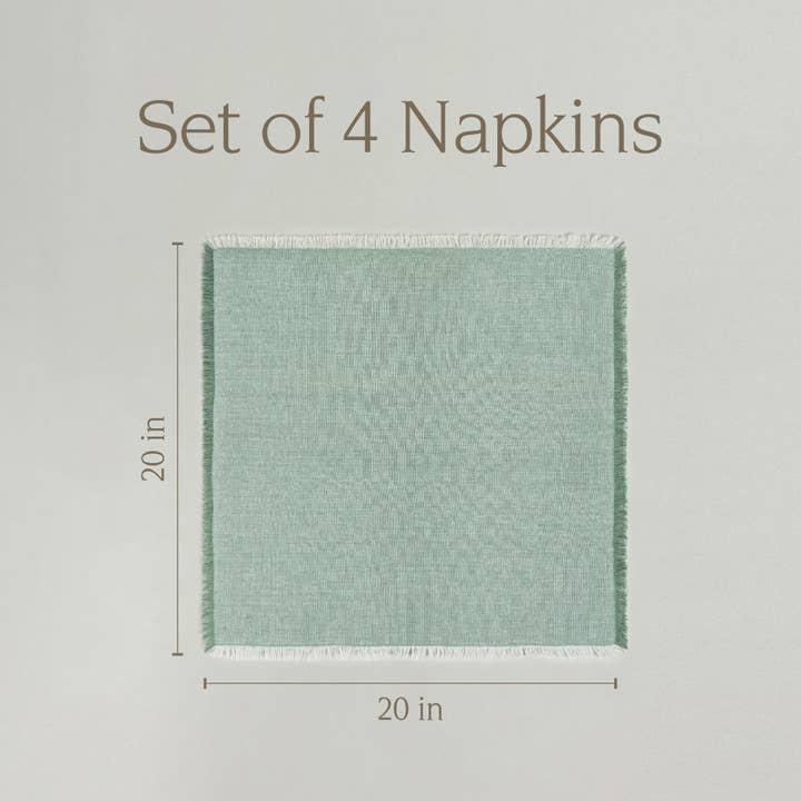 over&back - Wholesale Dinner & Cloth Napkin - Frayed Chambray Napkins – Set of 416