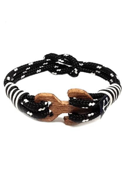 Pulsera náutica de madera con nudo de arrecife negro para venta al por mayor de Bran Marion