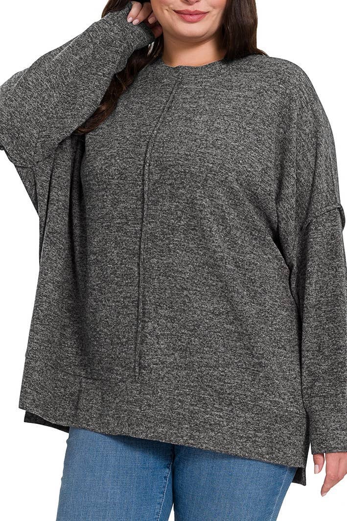 Vanilla Monkey – Engroshandel Pullover - Dame – Plus Børstet Melange Hacci Overdimensioneret Sweater7