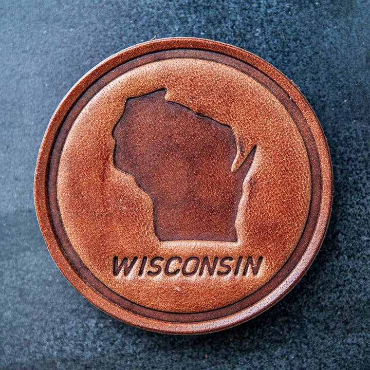 Wisconsin Silhouette Leather Magnet Circle Style for wholesale by Sugarhouse Leather