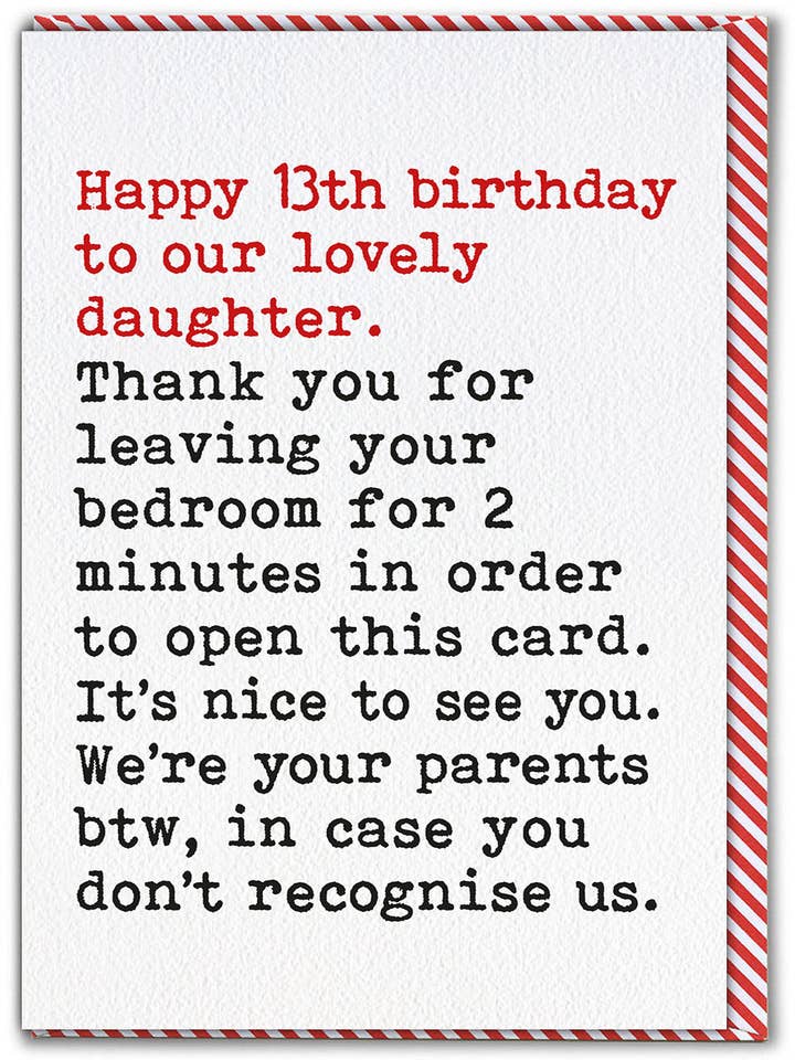 Rea Roligt 13-års Födelsedagskort För Dotter - Lämnar Sovrummet för wholesale av Brainbox Candy