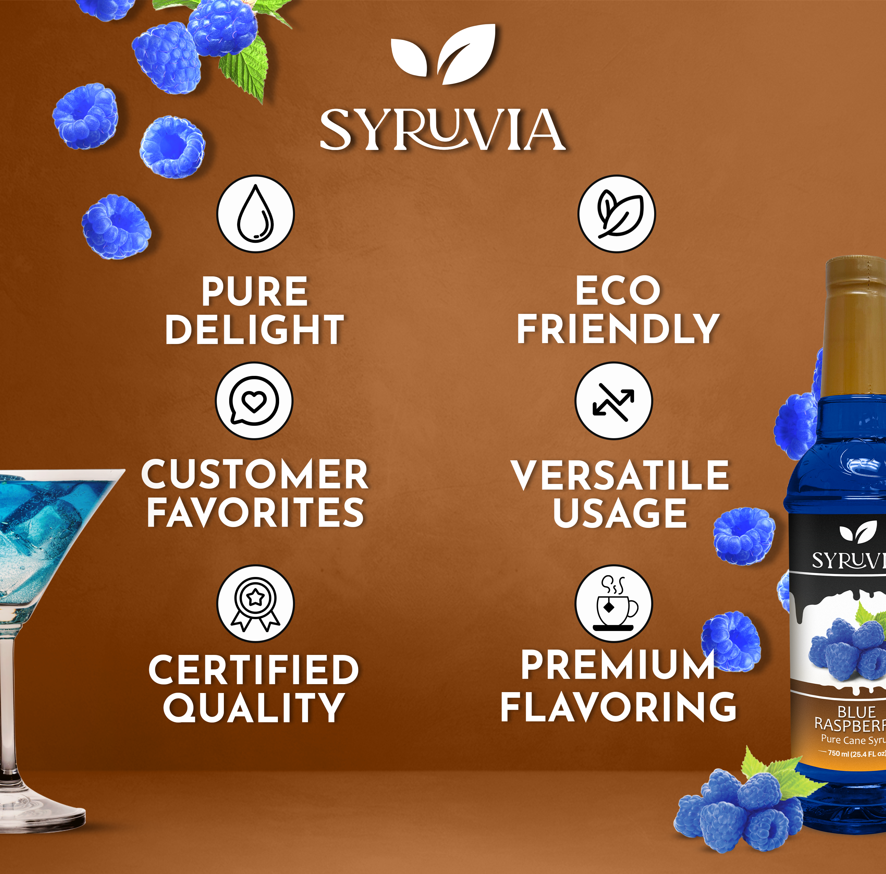 Syruvia - Vente Mélange/sirop pour cocktails - Sirop de framboise bleue4