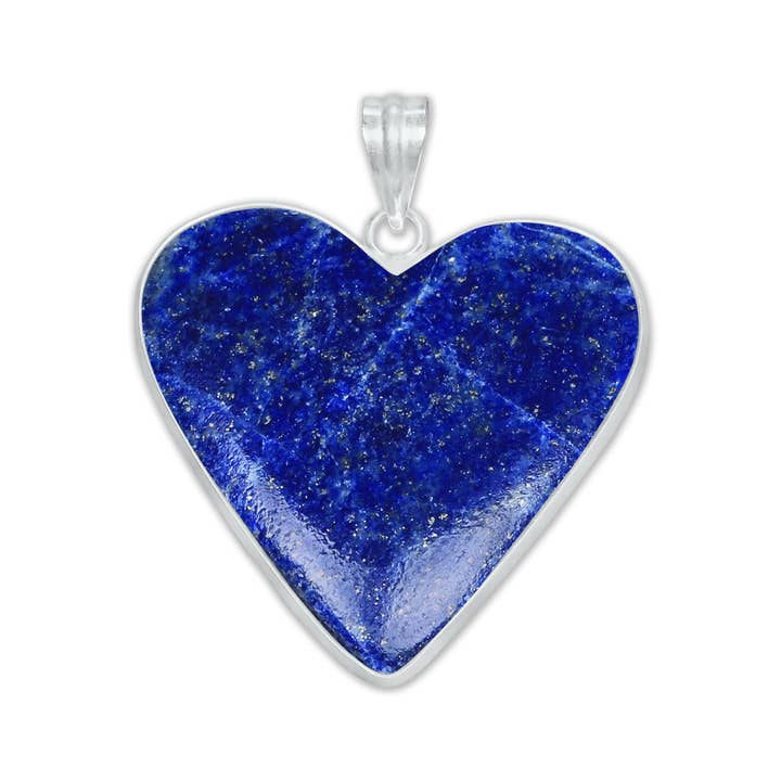 Handmade Jewels - Wholesale Individual charm/pendant - Lapis Lazuli Heart Pendants - Silver Plated, Mixed Sizes, Simple Works6