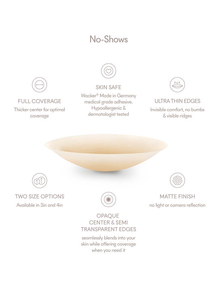 NOOD - Wholesale Nipple Pasties - Women's - No-Show | Reusable Adhesive Nipple Covers