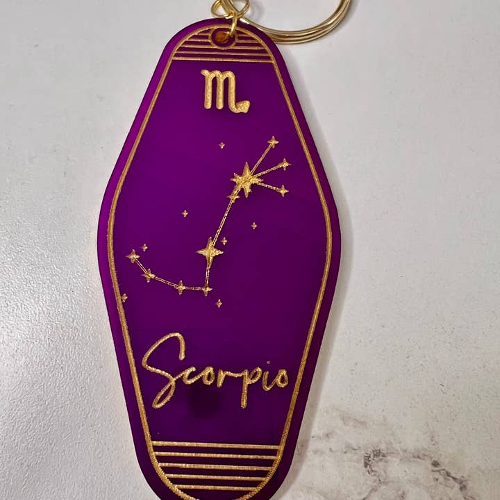 Crafts By Chelle Us - Wholesale Keychain - Women's - Zodiac Hotel Style Keychain | Astrology Keychain | Zodiac Gift | Astrology Gift | Personal Keychain8