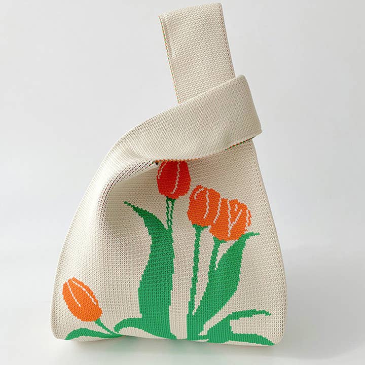 ACCITY - Wholesale Tote Bag - Women's - WOMEN FLORAL KNITTED SHOULDER HANDBAG_CWAB1493