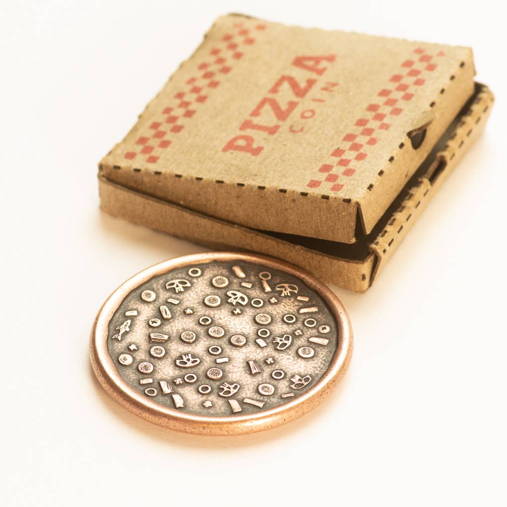 Shire Post Mint - Wholesale Keepsake Coin/Token - Pizza Pi Coin in Copper with Tiny Pizza Box3