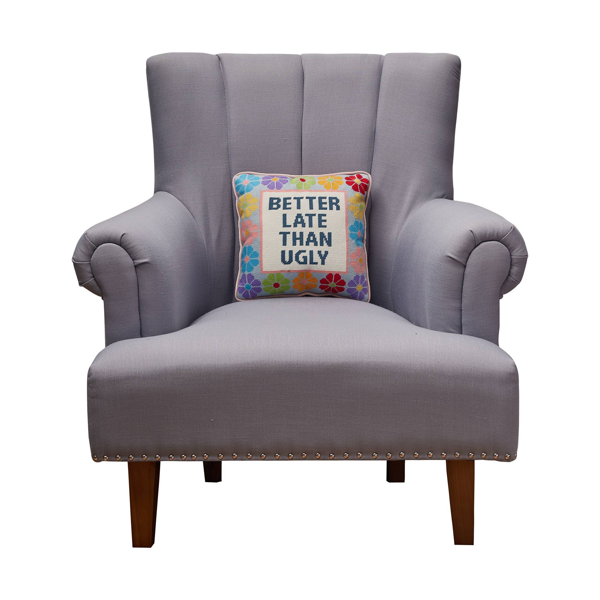 Peking Handicraft - Wholesale Throw/Decorative Pillow - Better Late Than Ugly Embroidered Pillow1