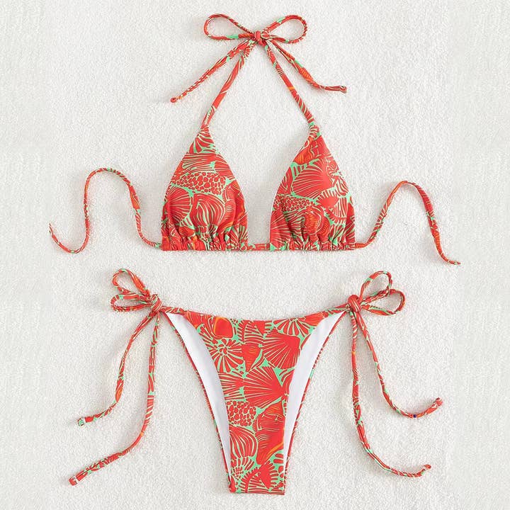 Sweetkama - Wholesale Two Piece Swimsuit - Women's - 2 Piece Flower Print Bikini Swimsuit
