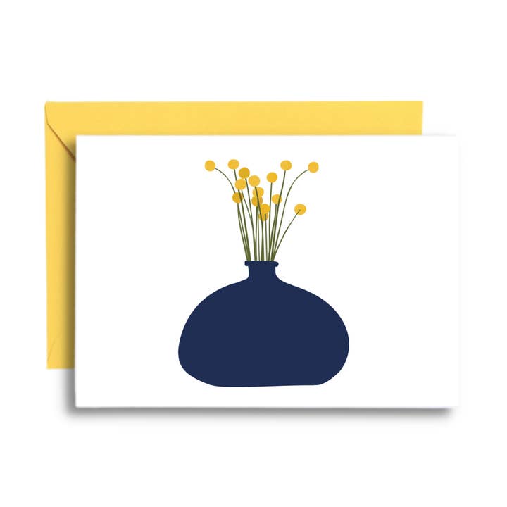 Just A Note - Vaso Azul com Cartão de Boas Flores Amarelas por atacado de Joyful Living LLC