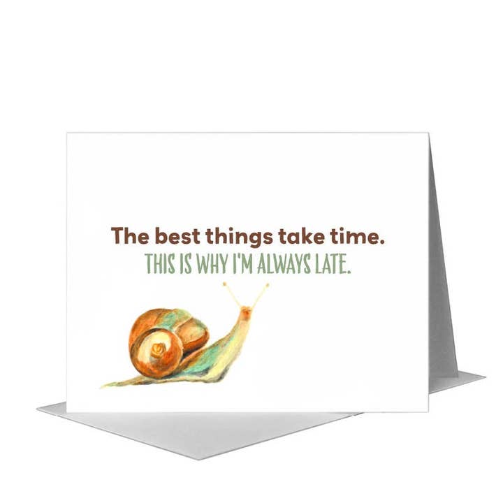 Printed Canvas - Wholesale Everyday Greeting Card - Snail, Greeting Card (#8116D)