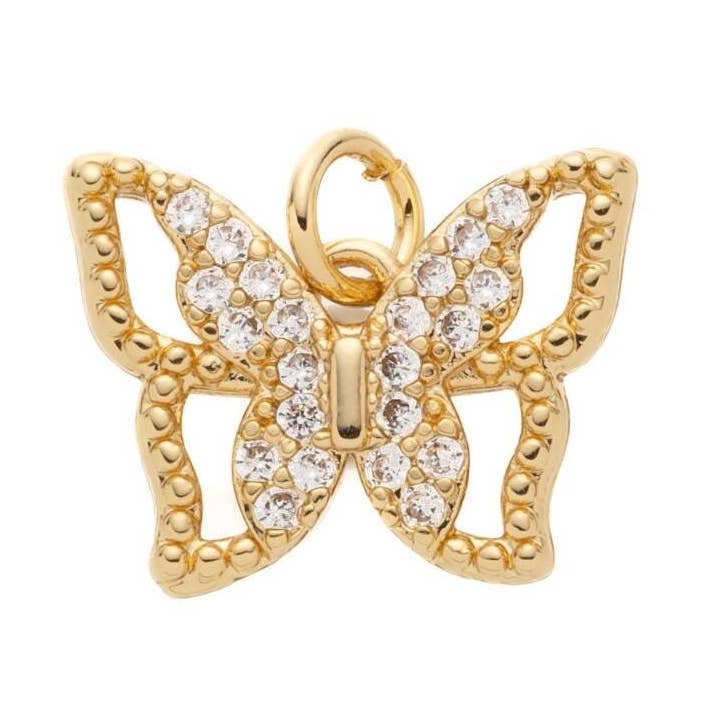 Pingente Borboleta Brilhante em Ouro 18k com Micro Zircônias #2 por atacado de Jewel Pledge