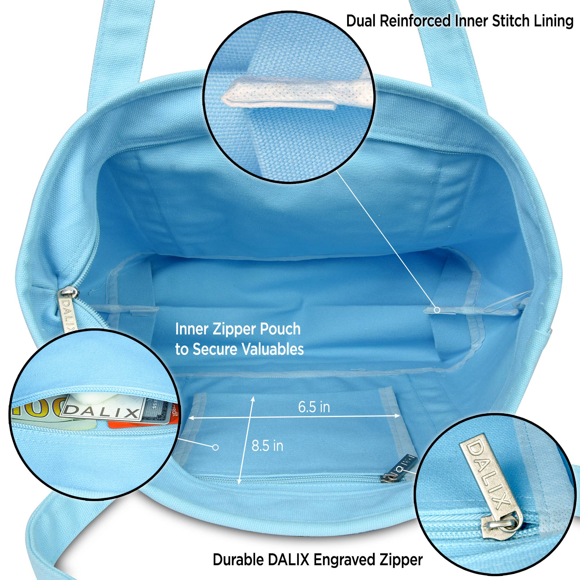 Dalix – wholesale Tote bag – Women's – DALIX 20" Solid Color Cotton Canvas Shopping Tote Bag19