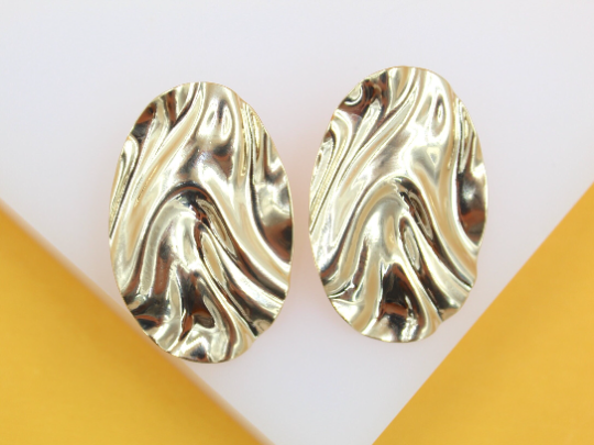 MIA Jewelry - Wholesale Stud/Post Earrings - 18K Gold Filled Oval Minimalist Stud Earrings (J283)0