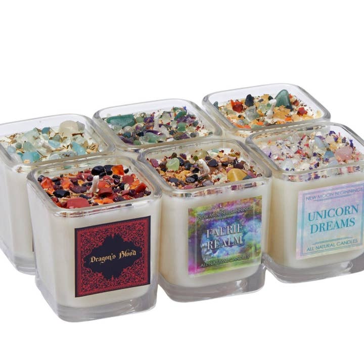 New Moon Beginnings - Wholesale Jar/Filled Candle - Mystical & Magical Candles, Spiritual Candle, Crystal Candle29