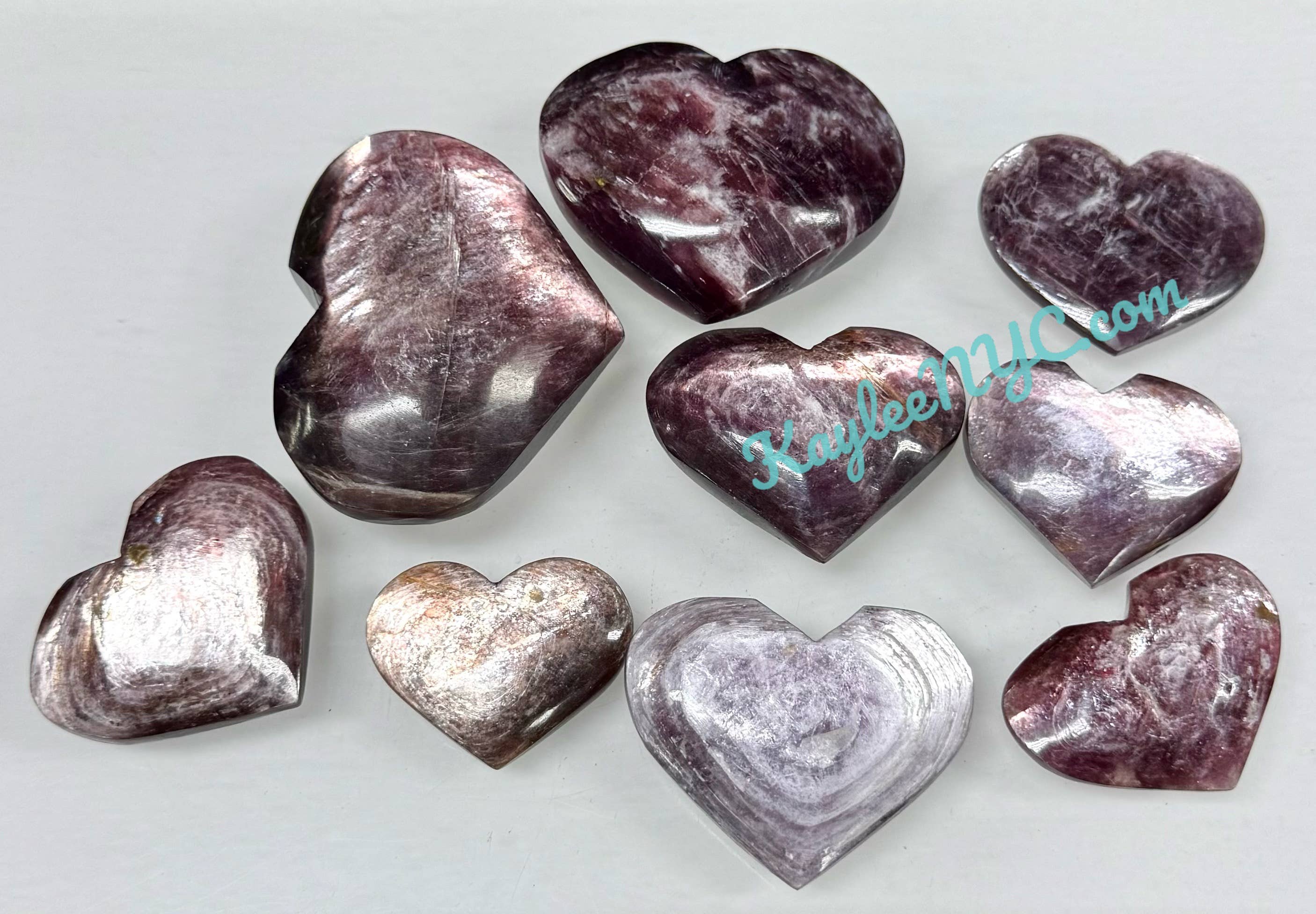 KayleeNYC - Wholesale Spiritual Stone/Crystal - 1 lb Natural Lepidolite Mica Heart Crystal Healing Energy3