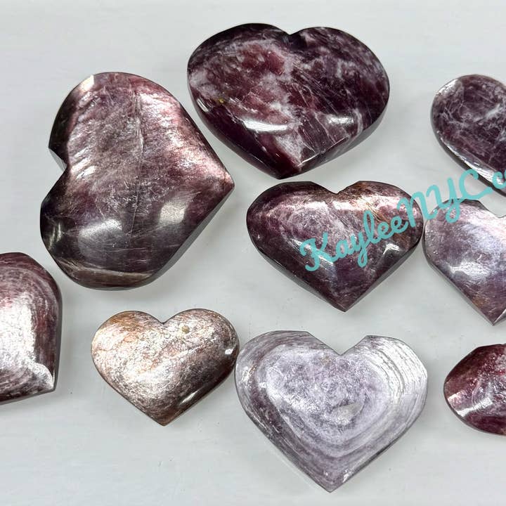 KayleeNYC - Wholesale Spiritual Stone/Crystal - 1 lb Natural Lepidolite Mica Heart Crystal Healing Energy3