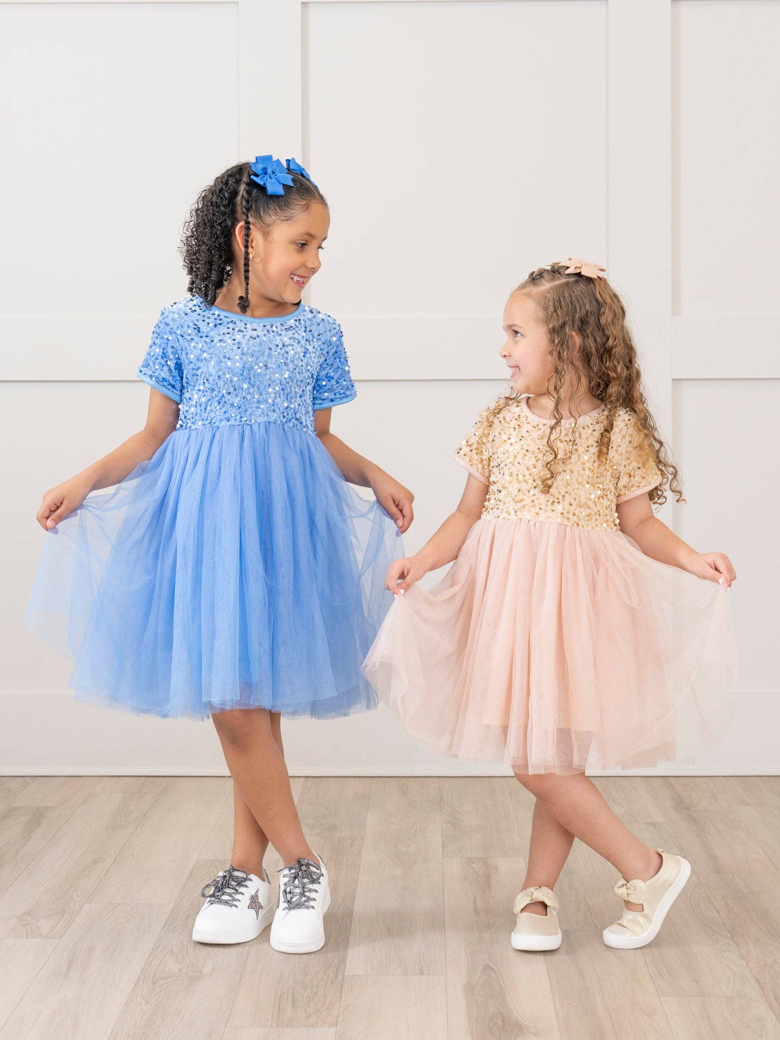 Marie Nicole Clothing - Wholesale Dress - Kids - Blue Sparkly Tulle Swing Dress4