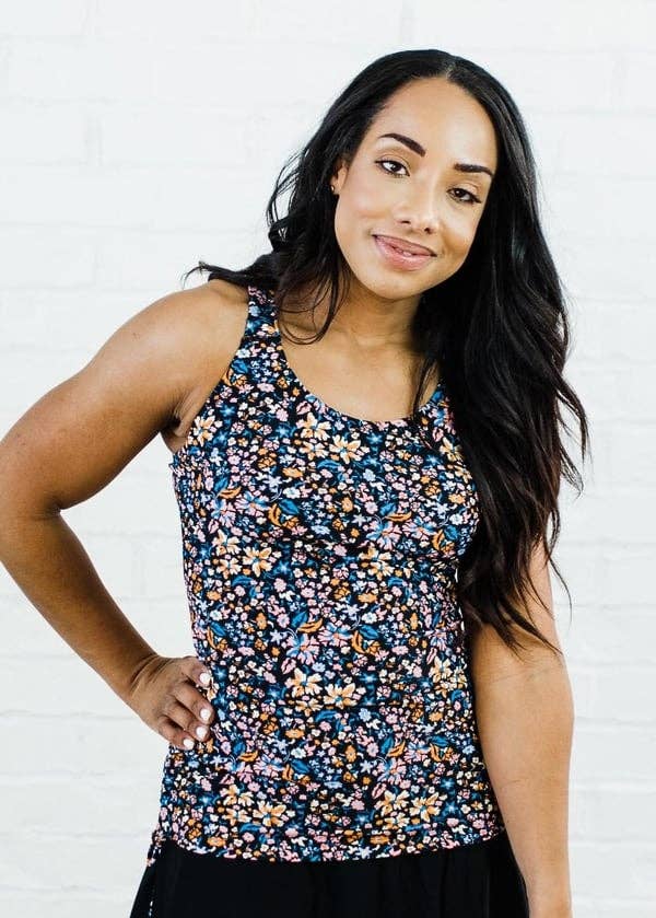 Calypsa – wholesale Bikiniöverdelar – Dam – Maya Tankini-bikinitopp med avtagbara kupor - Blommönster15