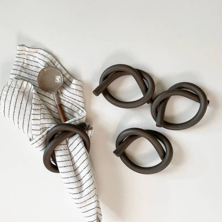 Sunday Studio - Wholesale Napkin Ring - Hand-rolled Ceramic Knot Napkin Rings Set of 44