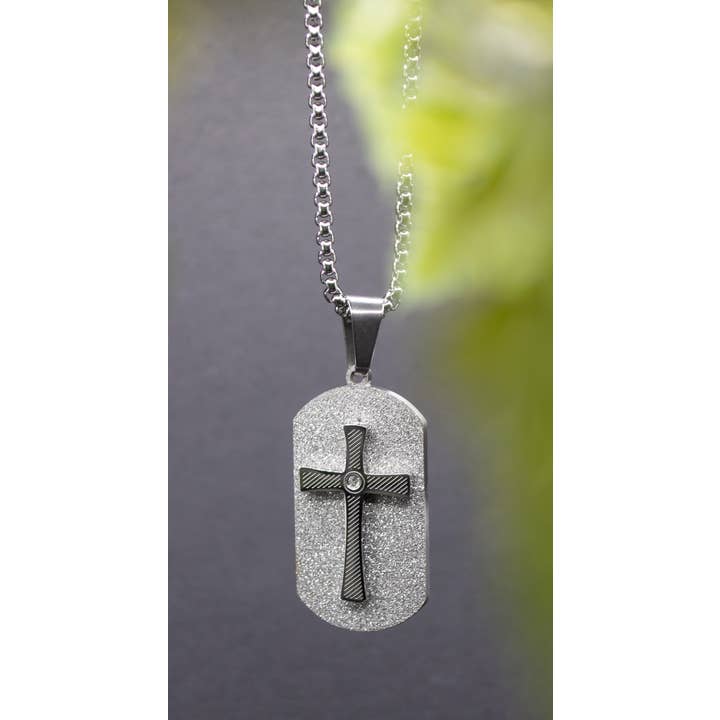 Wholesale Cross Silver Dog Tag Necklace Eden Merry Necklace for