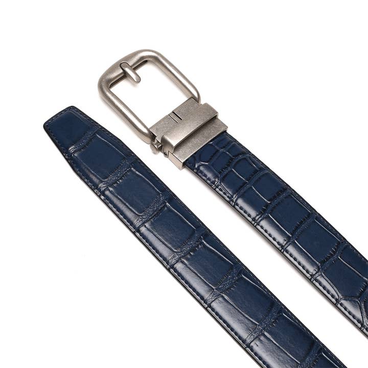 navy Calfskin Genuine Alligator Grain Embossed Belt -LA2112C-Navy for wholesale on Faire4