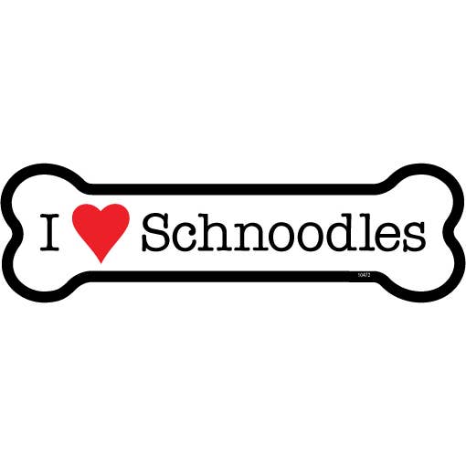 I (heart) Schnoodles 2" x 7" Bone Shaped Car Magnets for wholesale by SJT Enterprises, Inc.
