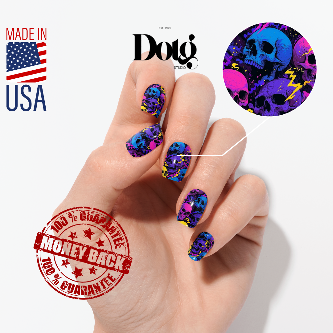 Design on The Go Studio - Vente Nail Art/Autocollant pour les ongles - Autocollants pour manucure et pédicure DIY Electric Skulls3