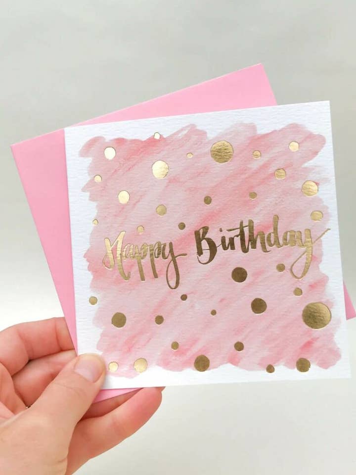 Pink & Gold Foil Birthday Card for wholesale by Sunshine for Breakfast