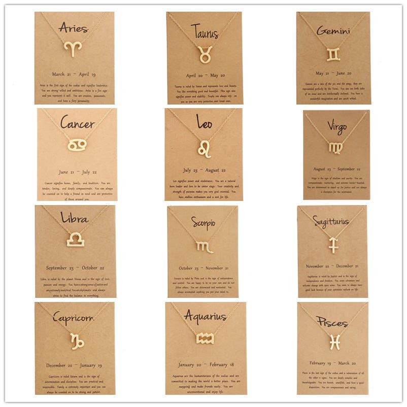 Gypsy Soul - Wholesale Pendant/Charm Necklace - Dainty Zodiac Gold Necklace-12 Pcs1