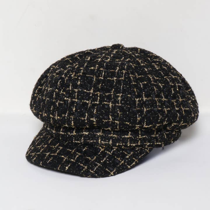 David And Young - Wholesale Newsboy/Schoolboy Hat - Women's - Glittery Tweed Over Sized Cabbie Fall Winter Hats2