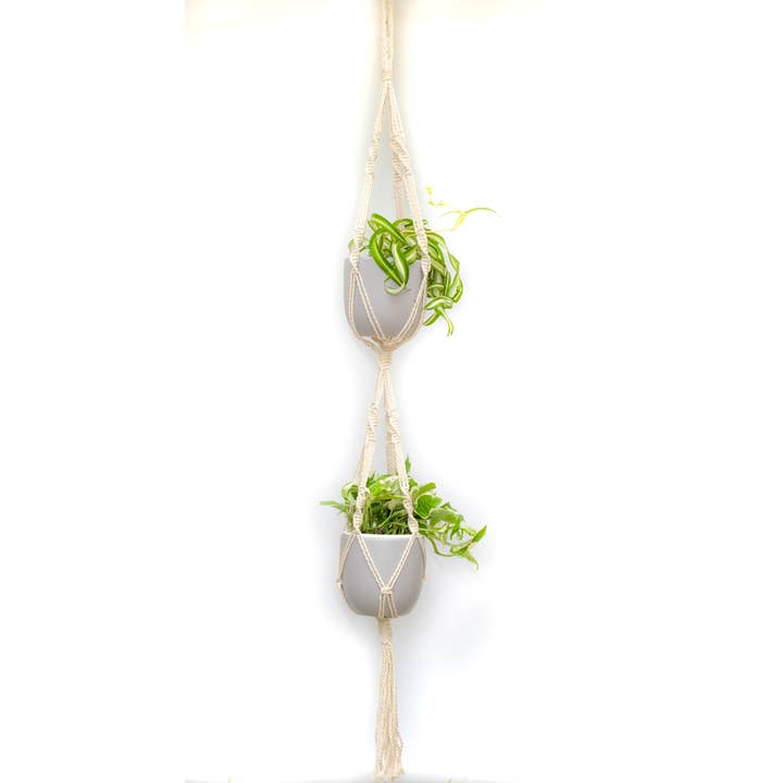 Creation Jute USA - Wholesale Hanging Planter - Double Macrame Pot Hanger (41 inch)