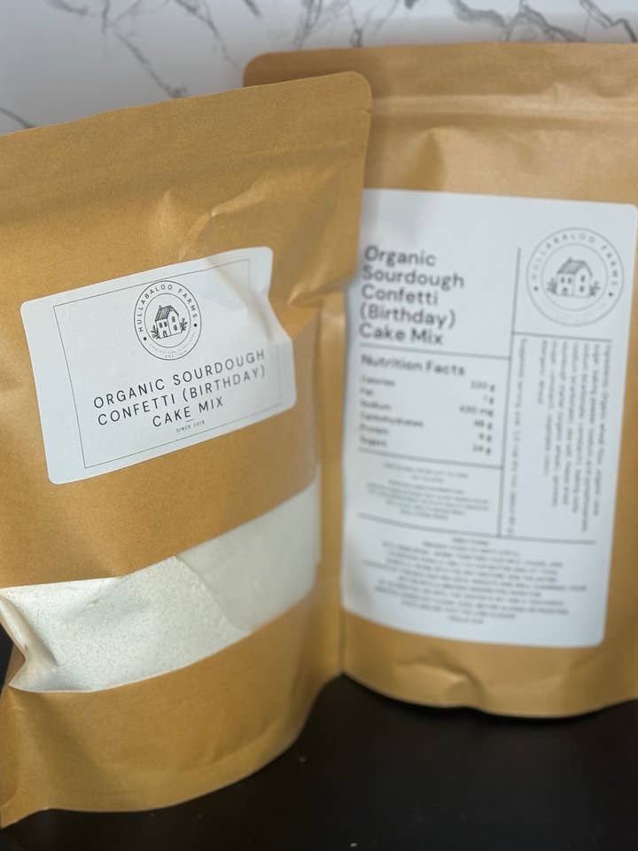 Miscela per Torta di Compleanno con Confetti di Lievito Madre Biologico per la vendita all'ingrosso da parte di Hullabaloo Farms
