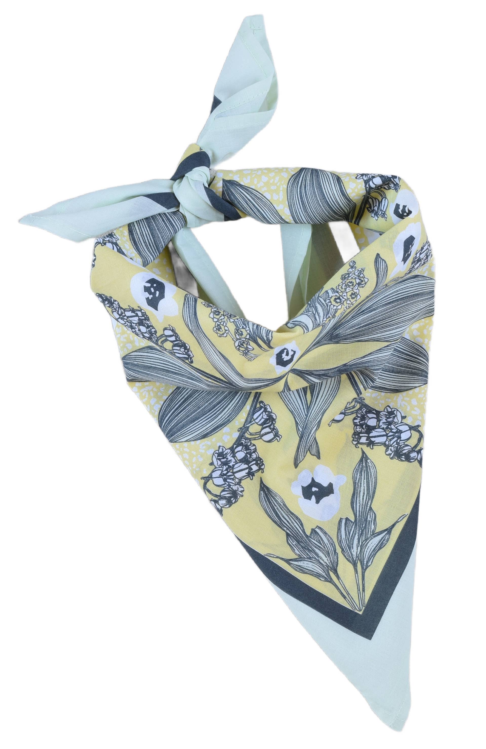 Hearth and Harrow - Wholesale Bandana - Women's - Lily of the Valley Bandana - 100% Cotton - Green - Botanical6