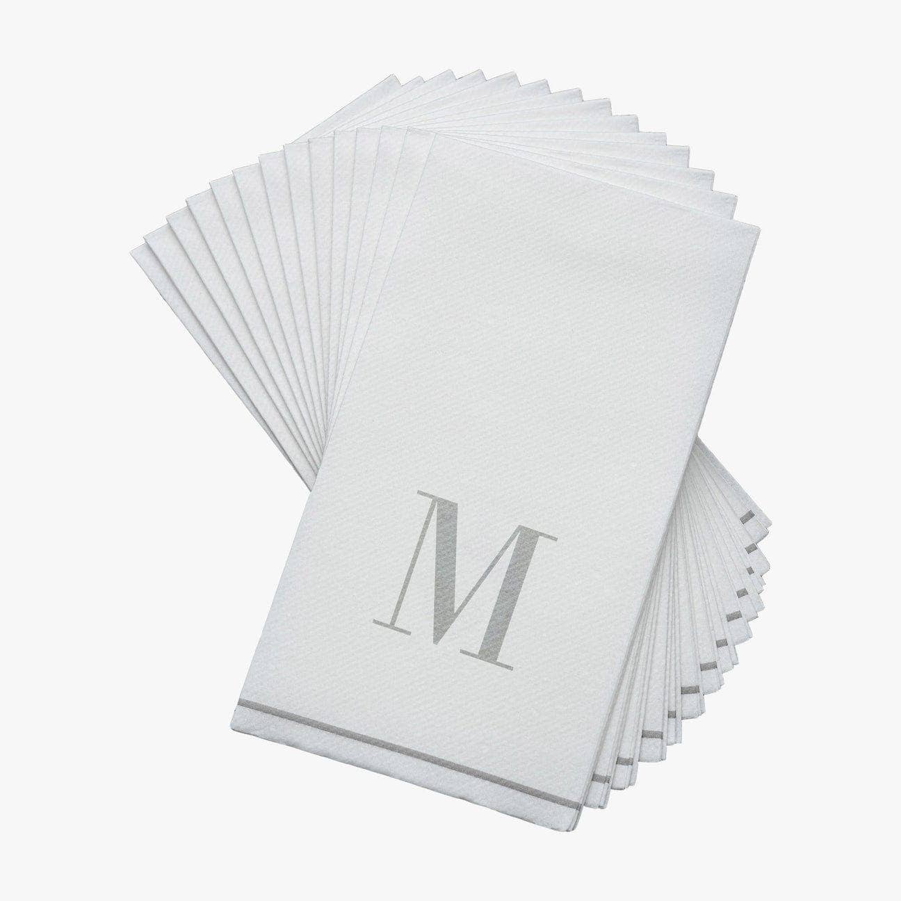 Luxe Party - Wholesale Disposable Napkin - M Silver Monogram Paper Dinner Napkins | 14 Napkins1