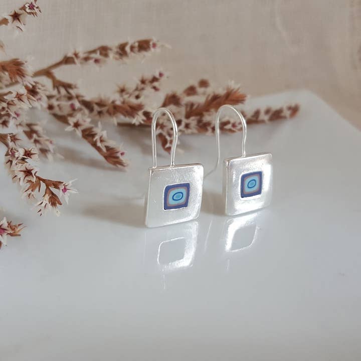 PASTACUITA – Engroshandel Hængeøreringe og creoløreringe – „Millefiori“ firkantede krog øreringe. klassisk og grundlæggende17