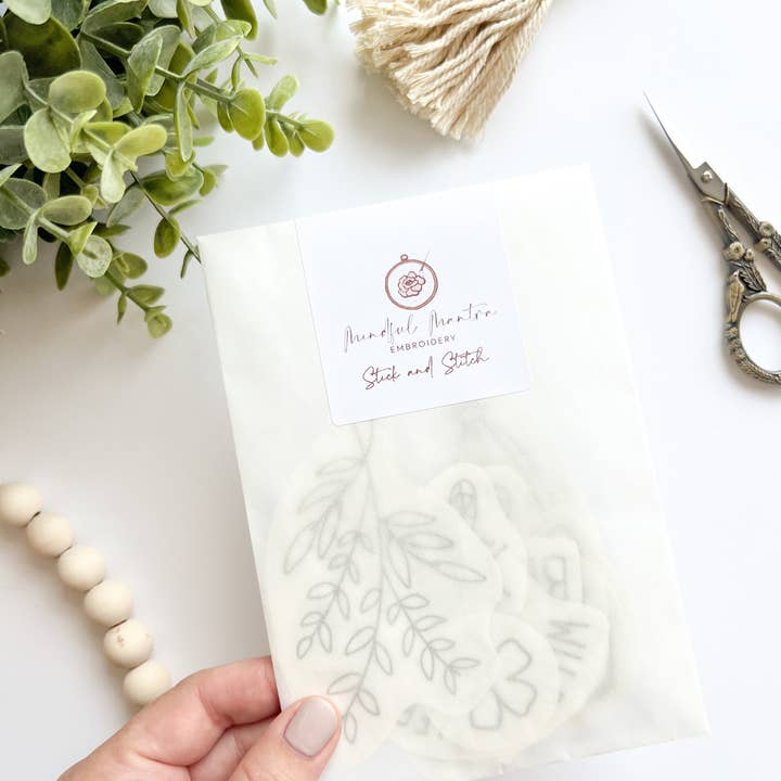 Mindful Mantra Embroidery - Wholesale Embroidery/Cross Stitch Supplies - Stick and Stitch Embroidery Patterns - T-Shirt Motif